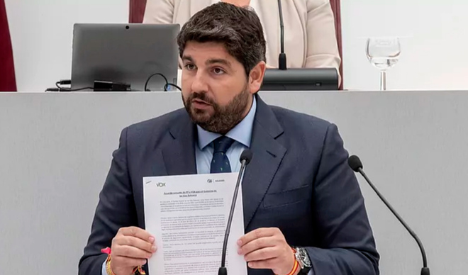 Vox tumba por segunda vez la investidura de López Miras en Murcia y el ...