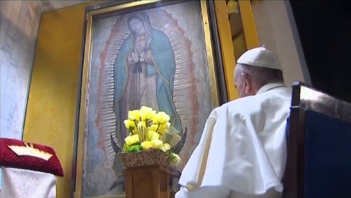 Francisco ante la Virgen de Guadalupe