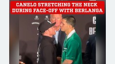 Canelo appears to stand on tiptoes in face-off with Berlanga