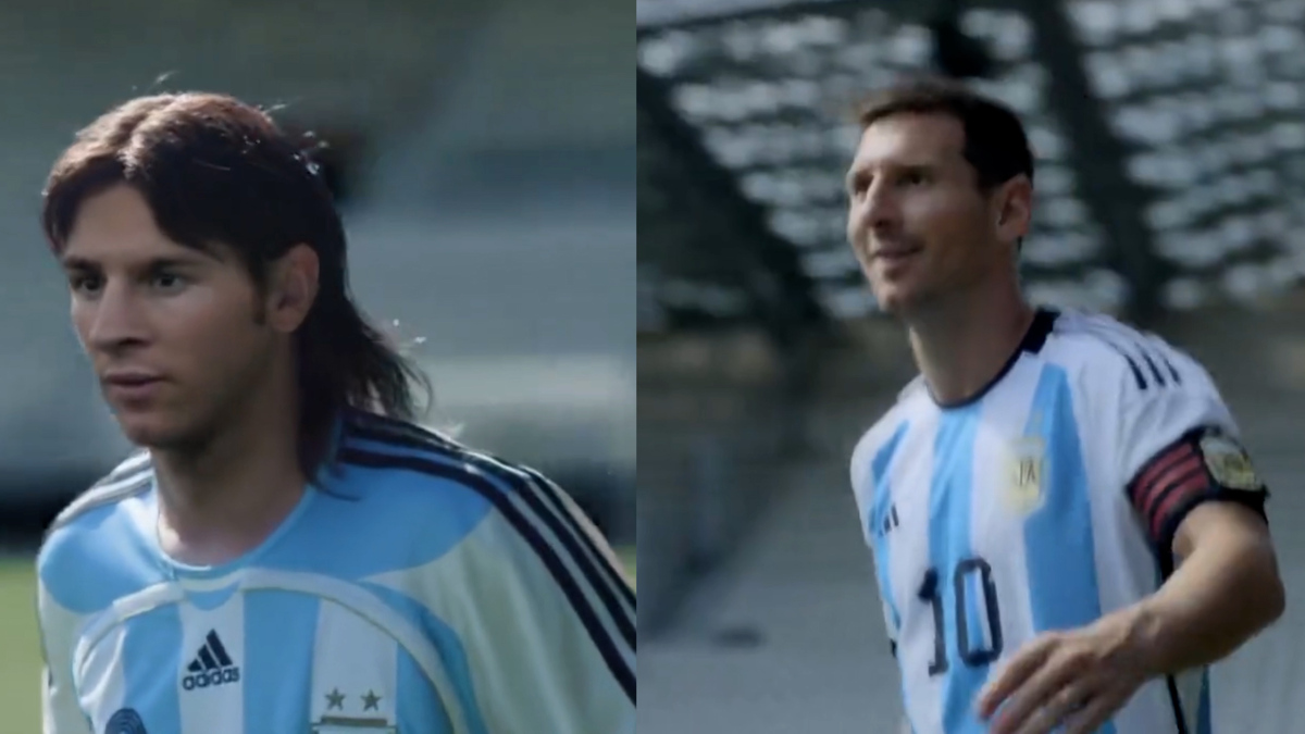 Tener cuidado Electricista dígito World Cup 2022: Messi plays against his younger self in latest Adidas  advert | Marca