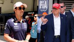 Checo Prez 'ignora' a Donald Trump al encontrarlo en el GP de Miami