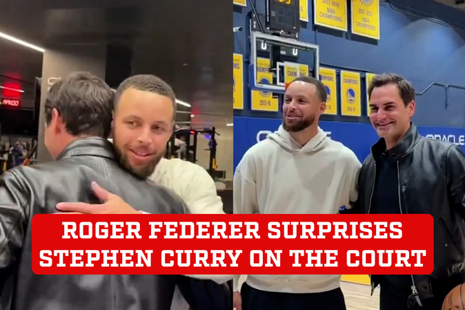 Tennis legend Roger Federer surprises and thrills Stephen Curry and Warriors on the court | Marca