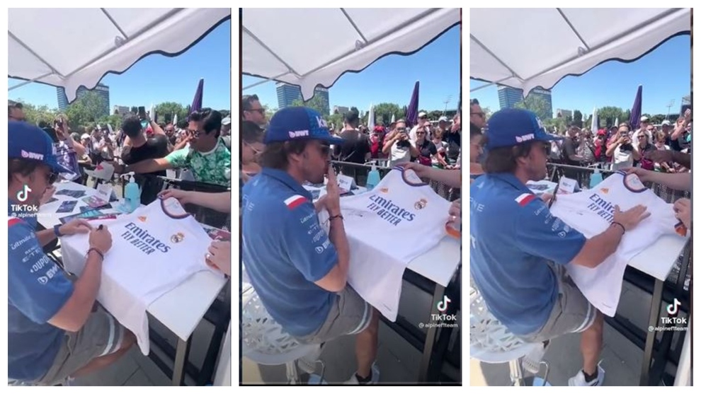 Pocos ms madridistas que Fernando Alonso: su gesto al firmar una camiseta le delata