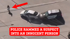 Police rammed a suspect into an innocent person in dramatic car chase