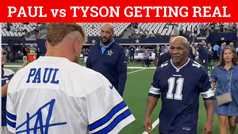 Jake Paul and Mike Tyson intense interaction at Cowboys Stadium 