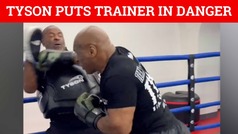 Mike Tyson puts trainer in danger with powerful punches while training for Jake Paul