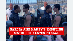 Ryan Garcia and Devin Haney engage in a shouting match before one of them slaps the other