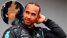 Lewis Hamilton firma el autgrafo ms surreal de su carrera: En el vientren de una embarazada!