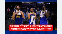 Steph Curry and Draymond Green can't stop laughing after Klay Thompson prank