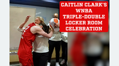 Caitlin Clark's locker room celebration after historic WNBA triple-double