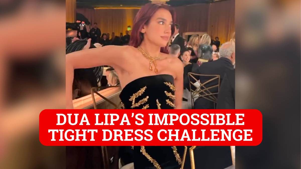 Dua Lipa?s impossible tight dress challenge at Golden Globe Awards - MarcaTV