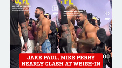 Jake Paul and Mike Perry almost clash at pre-fight weigh-in