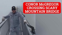 Conor McGregor crosses scary bridge high in Switzerland mountains