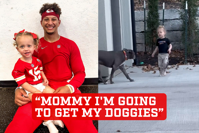 Patrick Mahomes’s daughter was seen playing with his big dogs in his house