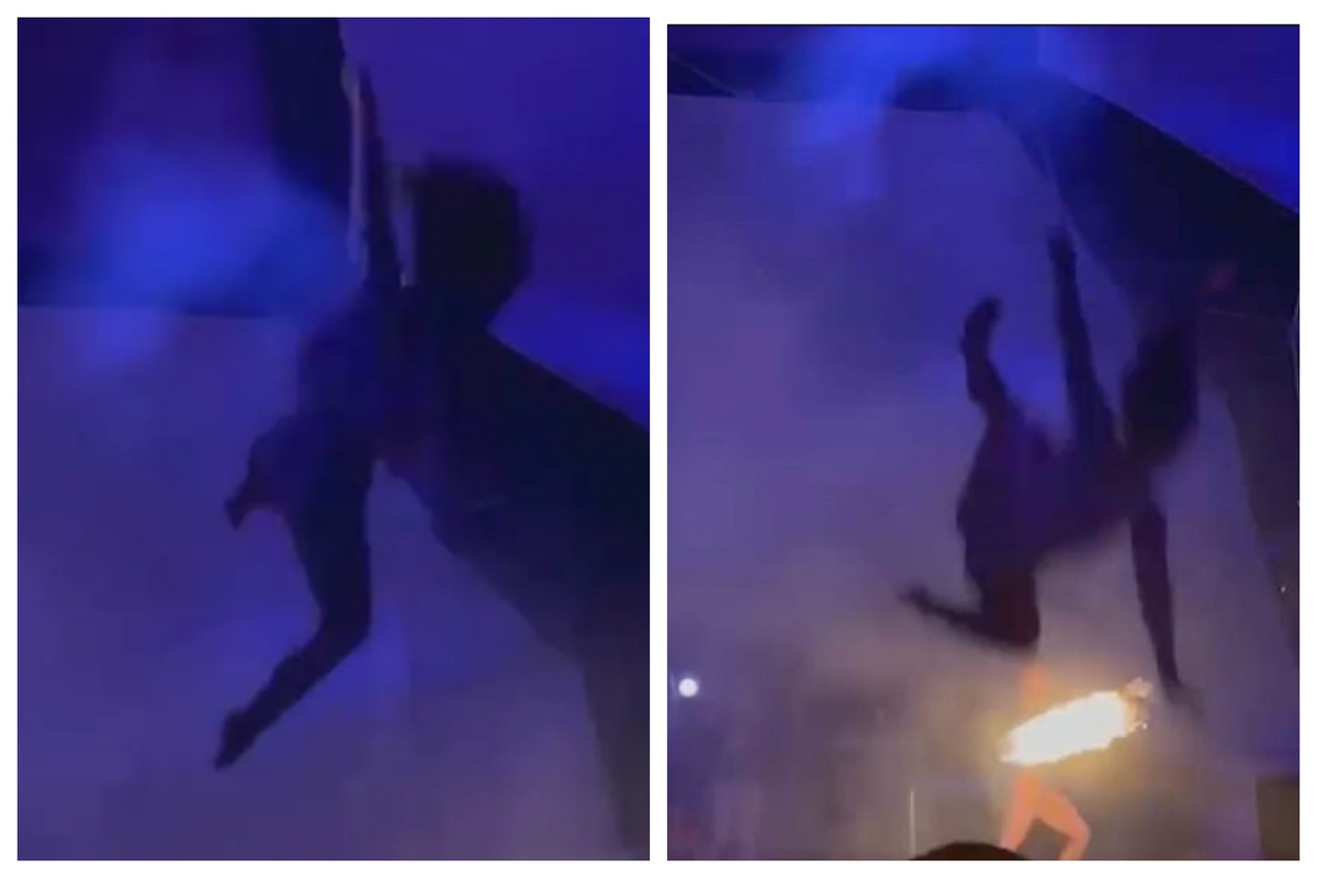 Coachella acrobat falls from dangerous height during DJ set at festival