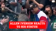 Allen Iverson reacts to seeing his Sixers Philadelphia statue for the first time (Video)