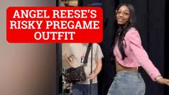 Angel Reese struggles to walk in high heels in risky pregame outfit vs Caitlin Clark 