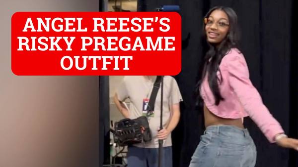 Angel Reese struggles to walk in high heels in risky pregame outfit vs Caitlin Clark