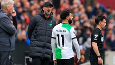 Klopp reacciona a su encontronazo con Salah tras empate de Liverpool con West Ham
