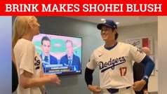 Shohei Ohtani blushes when he meets Cameron Brink for the first time