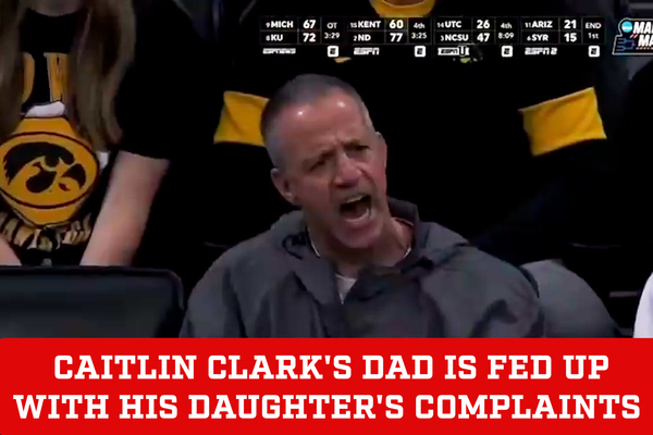 Caitlin Clark's dad calms her down as Iowa star gets heated in win vs. Holy  Cross | Marca