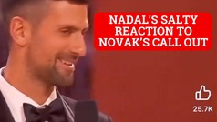 Rafael Nadal's salty reaction when Novak Djokovic name drops him while receiving award