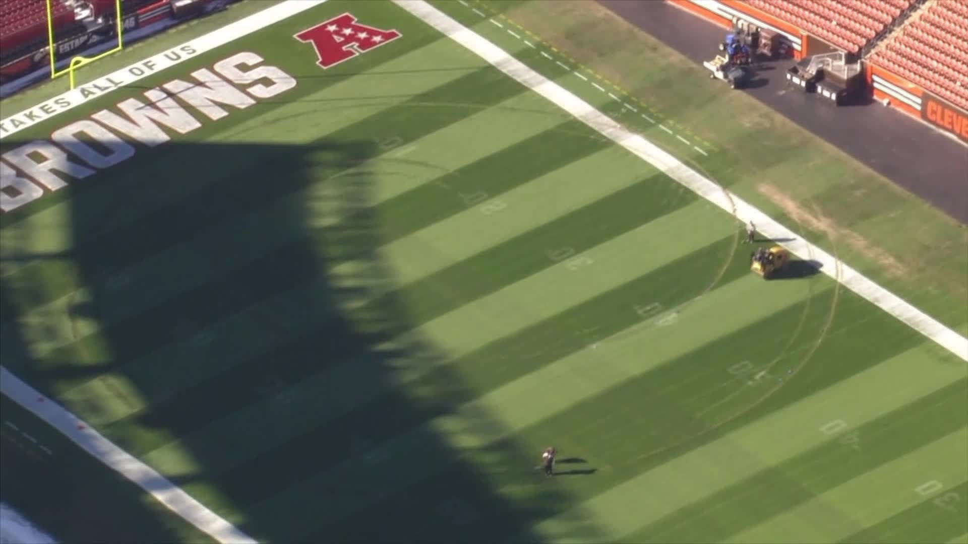 Vandals broke into Cleveland's FirstEnergy Stadium and damaged the field