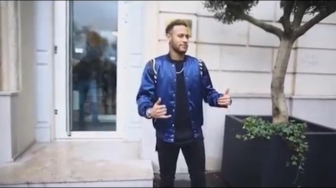 Neymar wearing a casual street style outfit