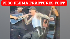 Peso Pluma fractures foot during performance and kept going (Video)