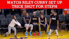 Stephen Curry gets volleyball assist from daughter Riley Curry for his new trick shot