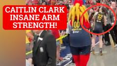 Caitlin Clark incredible arm strength caught on video by speechless fan