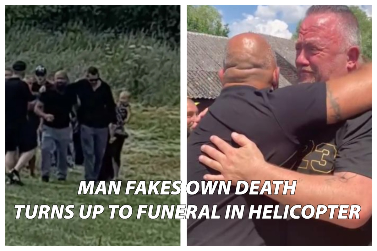 Man fakes his own death and turns up to his funeral in helicopter just(04)