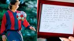 Messi: Subastan servilleta que fungi como el primer contrato de Leo con Barcelona