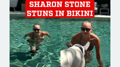 Sharon Stone stuns in bikini after intense pool workout