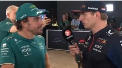 Fernando Alonso es entrevistado por Verstappen tras el GP de Abu Dhabi