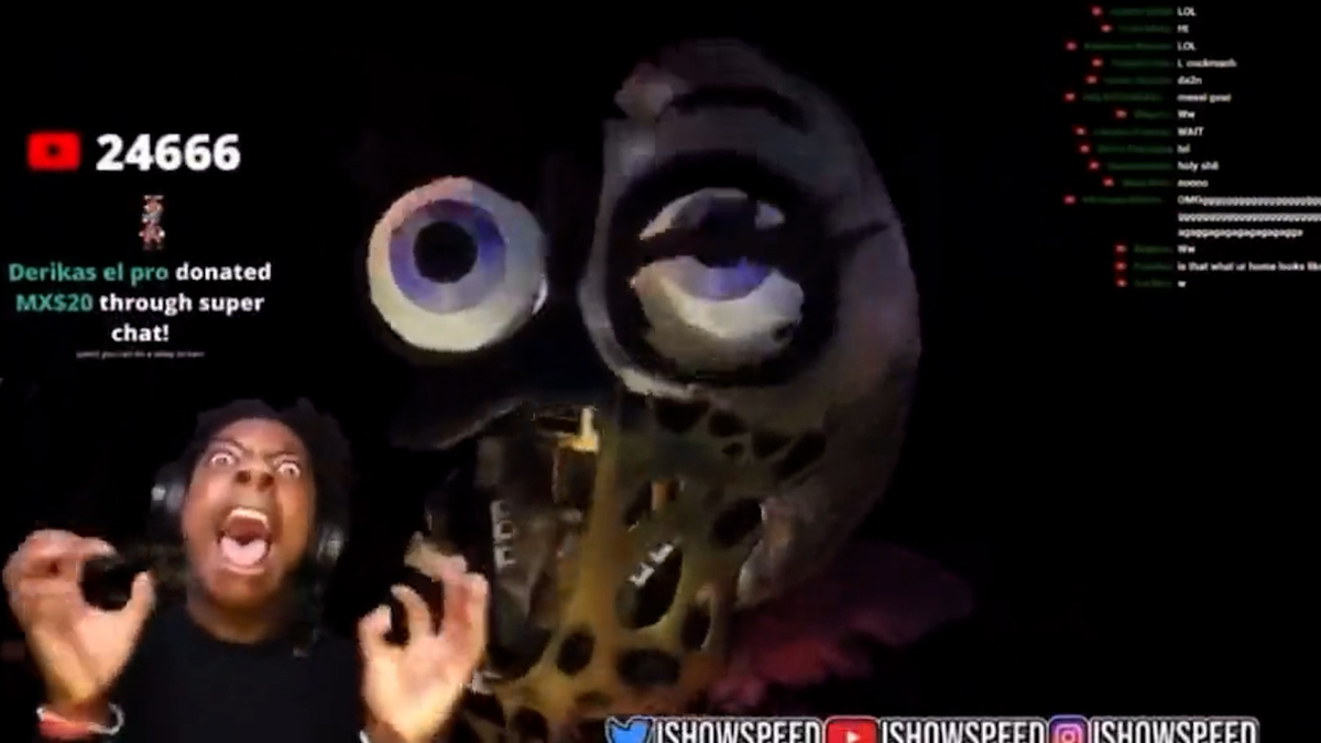 IShowSpeed FNAF Jumpscare, Chica jump scare on FNAF and accidental flash on  camera
