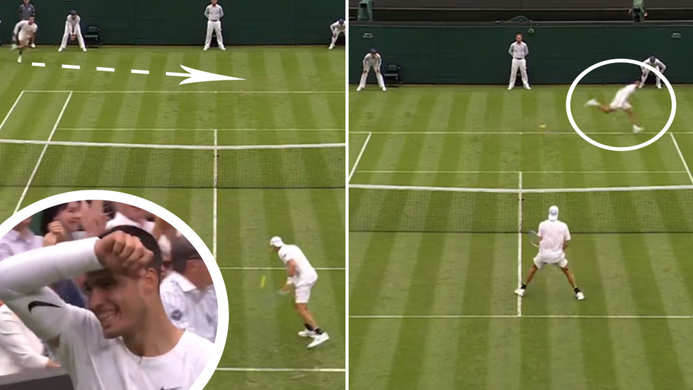 El puntazo 'inhumano' de Alcaraz cuando estaba contra las cuerdas: todo Wimbledon en pie!