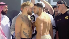 Tommy Fury shoves Jake Paul as pair trash talk during weigh-in