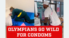 Olympians go wild for condoms with cheeky messages