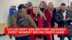 Taylor Swift sweet embrace with Brittany Mahomes before Chiefs-Packers game