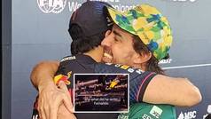 Checo Pérez y Fernando Alonso intercambian mensajes en foto de su batalla en GP de Brasil