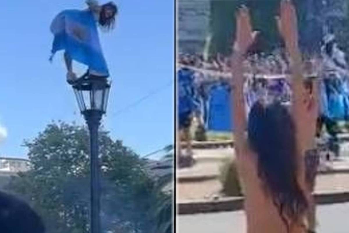 Destapes en los festejos en Argentina: desnudos sobre un semáforo, en una  farola y en la calle - MarcaTV