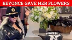 Dawn Staley reacts to getting flowers from Beyonce after NCAA Championship