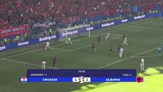 Gol de Gjasula, p.p. (2-1) en el Croacia 2-2 Albania