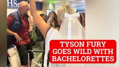 Tyson Fury told to strip at wild bachelorette party in London train station - VIDEO