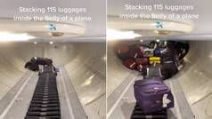 El viral truco de un operario de un aeropuerto para colocar 115 maletas dentro del avión
