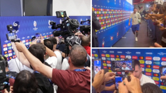 Locura por Messi en la zona mixta: ms de 40 periodistas y cmaras le buscan!