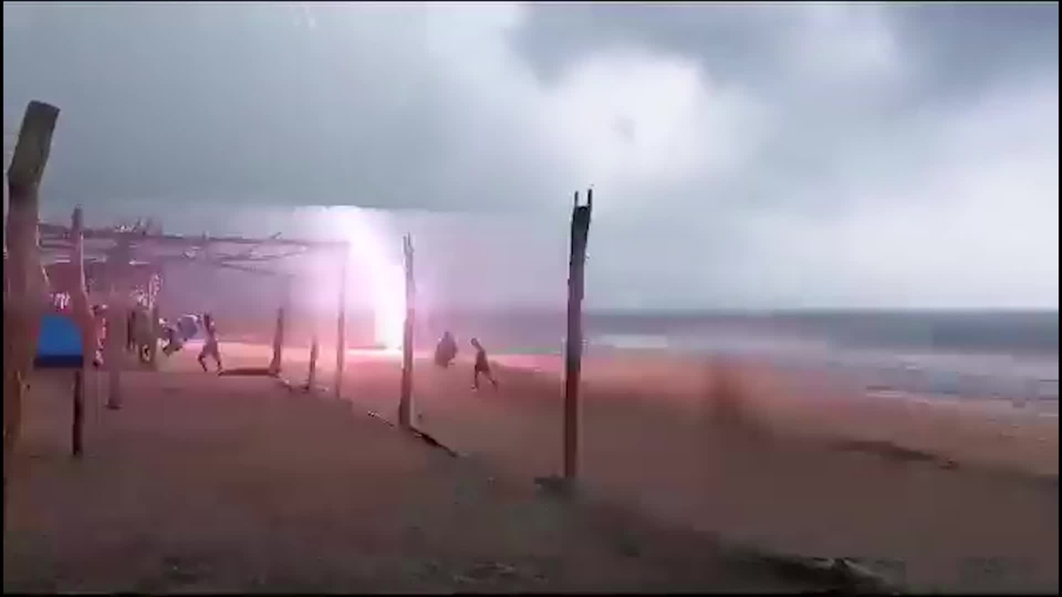 Lightning storm on Maine coast caught on video