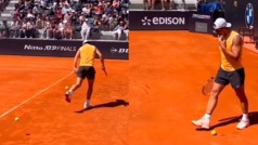 Rafa Nadal muestra toda su clase para jugar futbol en Roma?con una pelota de tenis!