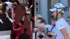 Djokovic se toma con humor el accidente: firma autgrafos con casco de ciclista